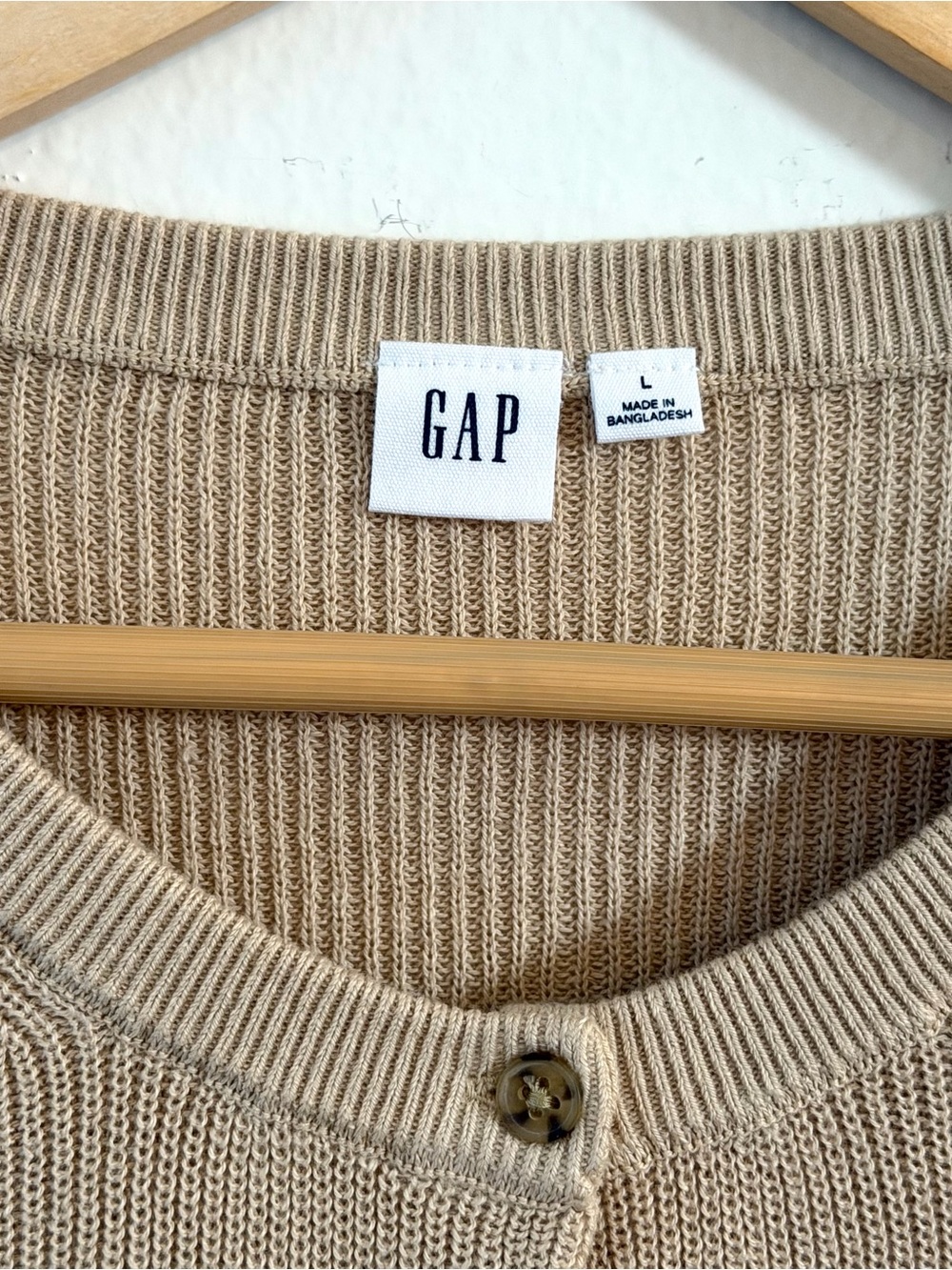 Gap Cotton Knit Cardigan Neutral Minimalist Everyday Size Large - Picture 3 of 5